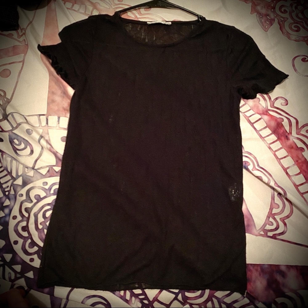 Zara sheer women’s short sleeve shirt.